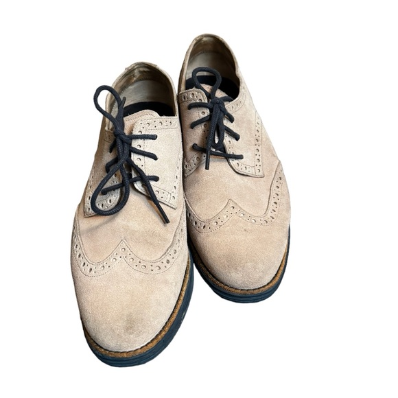 Cole Haan Shoes - COLE HAAN Suede Leather Lunargrand  Wingtip Derby Shoes Beige Women SZ 9 1/2 EUC